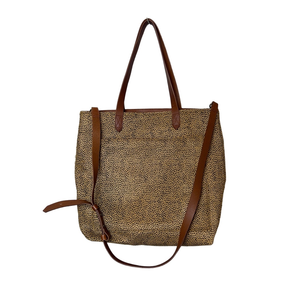 Madewell Transport Genuine Calf Hair Tote‎ Leopard Print Leather Straps NEW